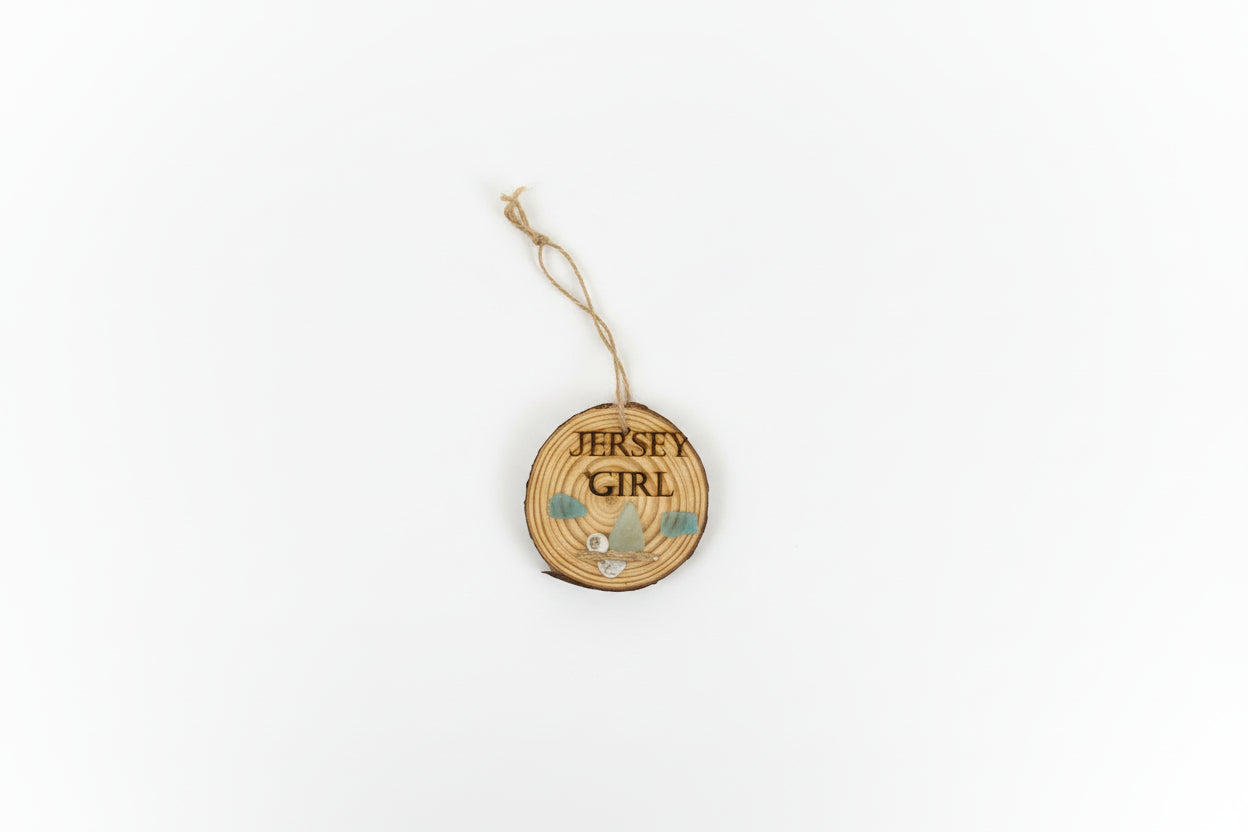Jersey Girl Wood & Sea Glass Hanging Ornament