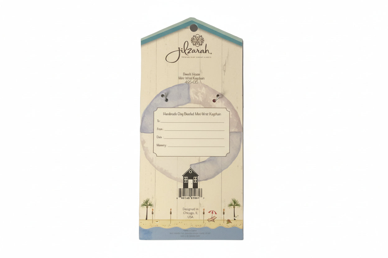 Beach House Wrist Keychain – Handmade Clay Beaded Keychain