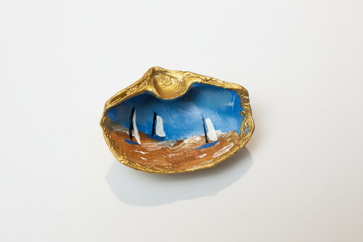 Medium Hand-Painted Sailboat Shell Dish