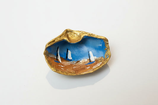 Medium Hand-Painted Sailboat Shell Dish