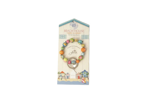 Beach House Wrist Keychain – Handmade Clay Beaded Keychain