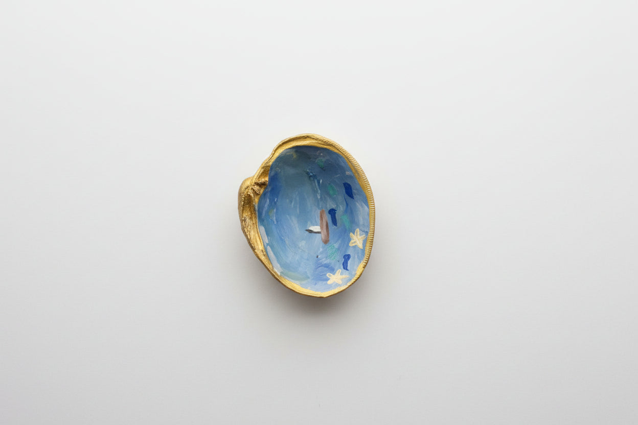 Mini Hand-Painted Sailboat Oyster Shell Dish
