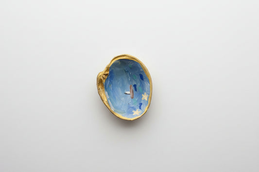 Mini Hand-Painted Sailboat Oyster Shell Dish