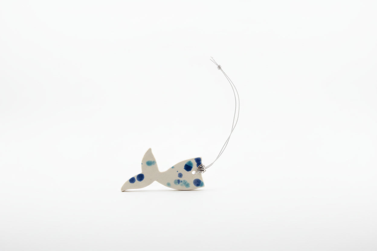 Speckled Blue Fish Hanging Ornament