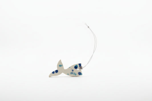 Speckled Blue Fish Hanging Ornament